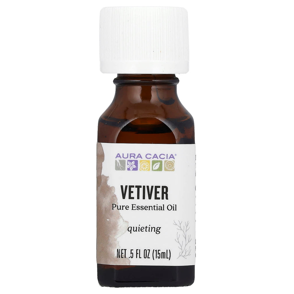 Aura Cacia, Pure Essential Oil, Vetiver, 0.5 fl oz (15 ml)