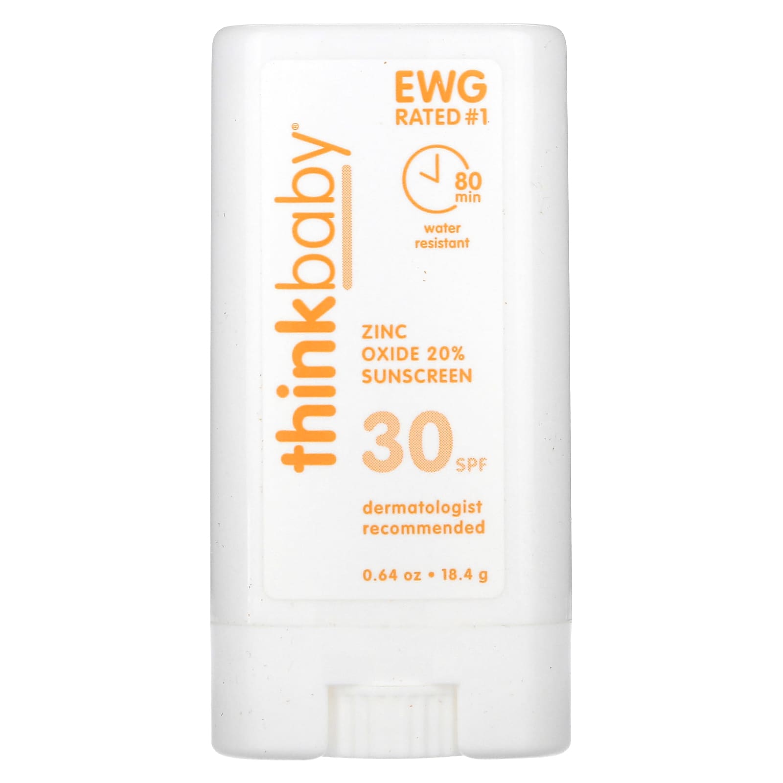 think, Thinkbaby®, Zinc Oxide Sunscreen Stick, SPF 30, 0.64 oz (18.4 g)