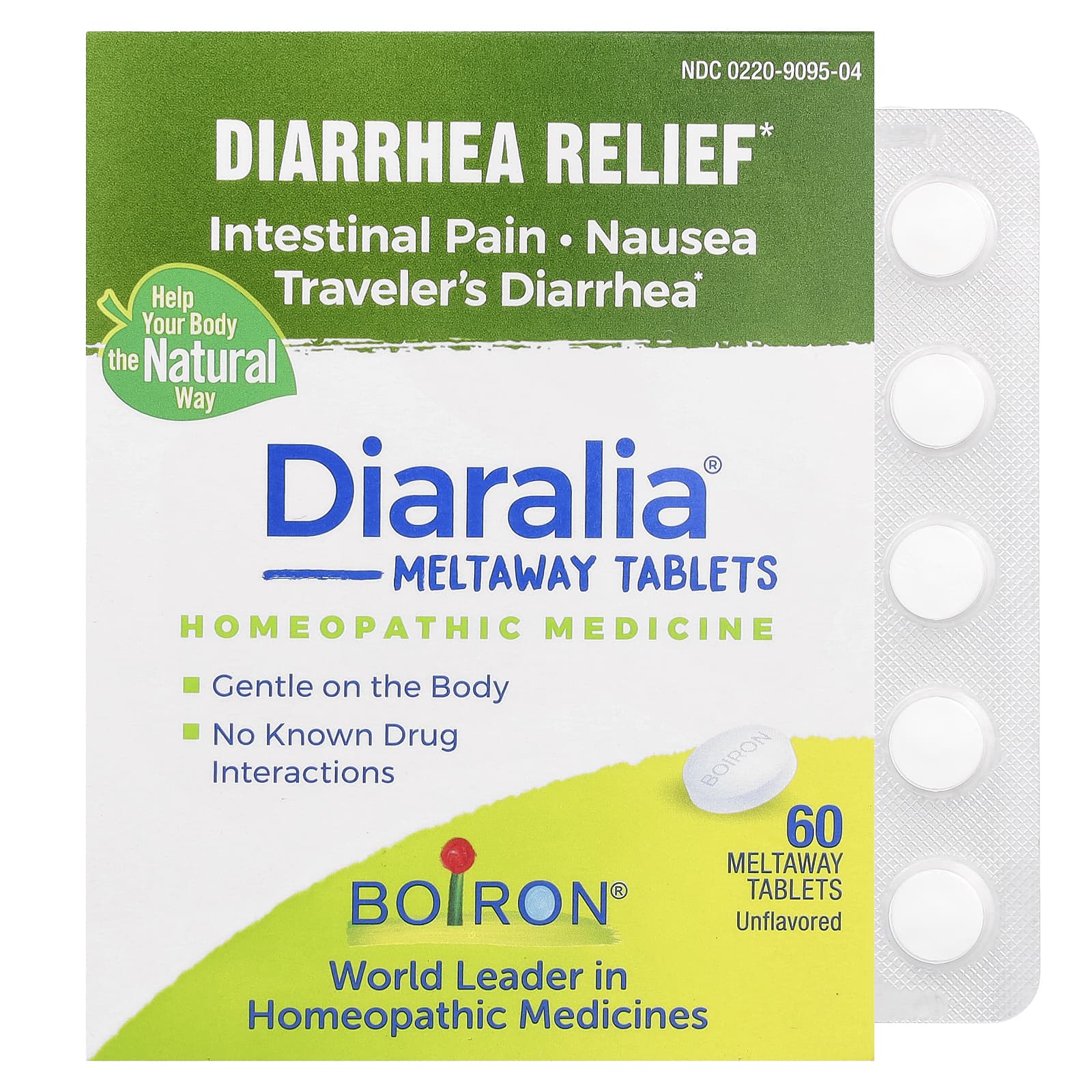 Boiron, Diaralia®, Diarrhea Relief, Unflavored, 60 Meltaway Tablets