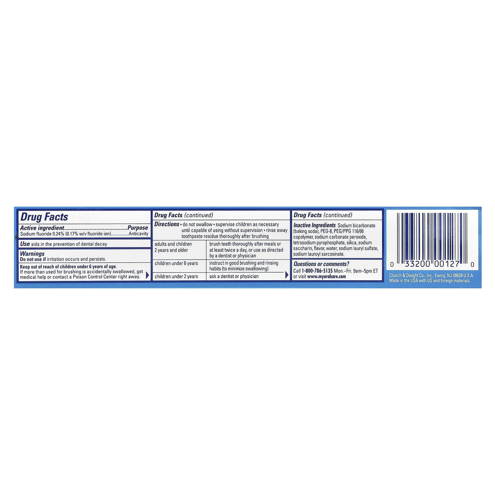 Arm & Hammer, PeroxiCare™, Anticavity Fluoride Toothpaste, Clean Mint, Twin Pack, 6 oz (170 g) Each