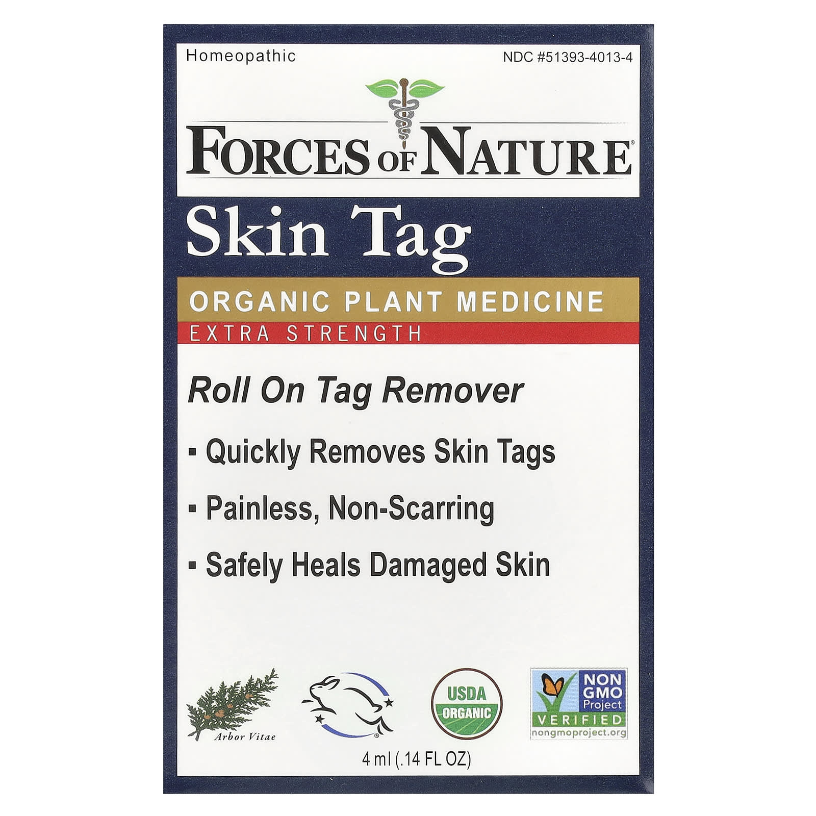Forces of Nature, Skin Tag Roll-On, Organic Plant Medicine, 0.14 fl oz (4 ml)