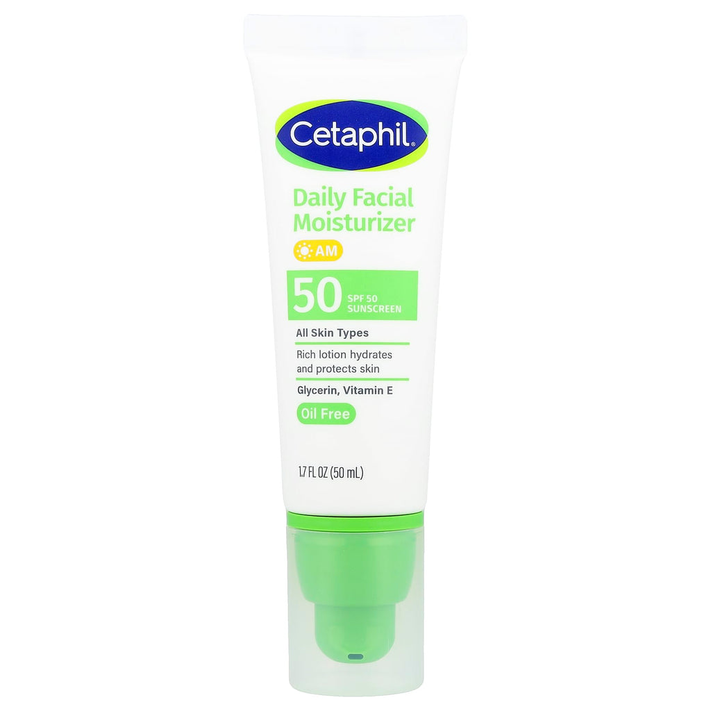 Cetaphil, Daily Facial Moisturizer, Sunscreen, SPF 50, Fragrance Free, 1.7 fl oz (50 ml)