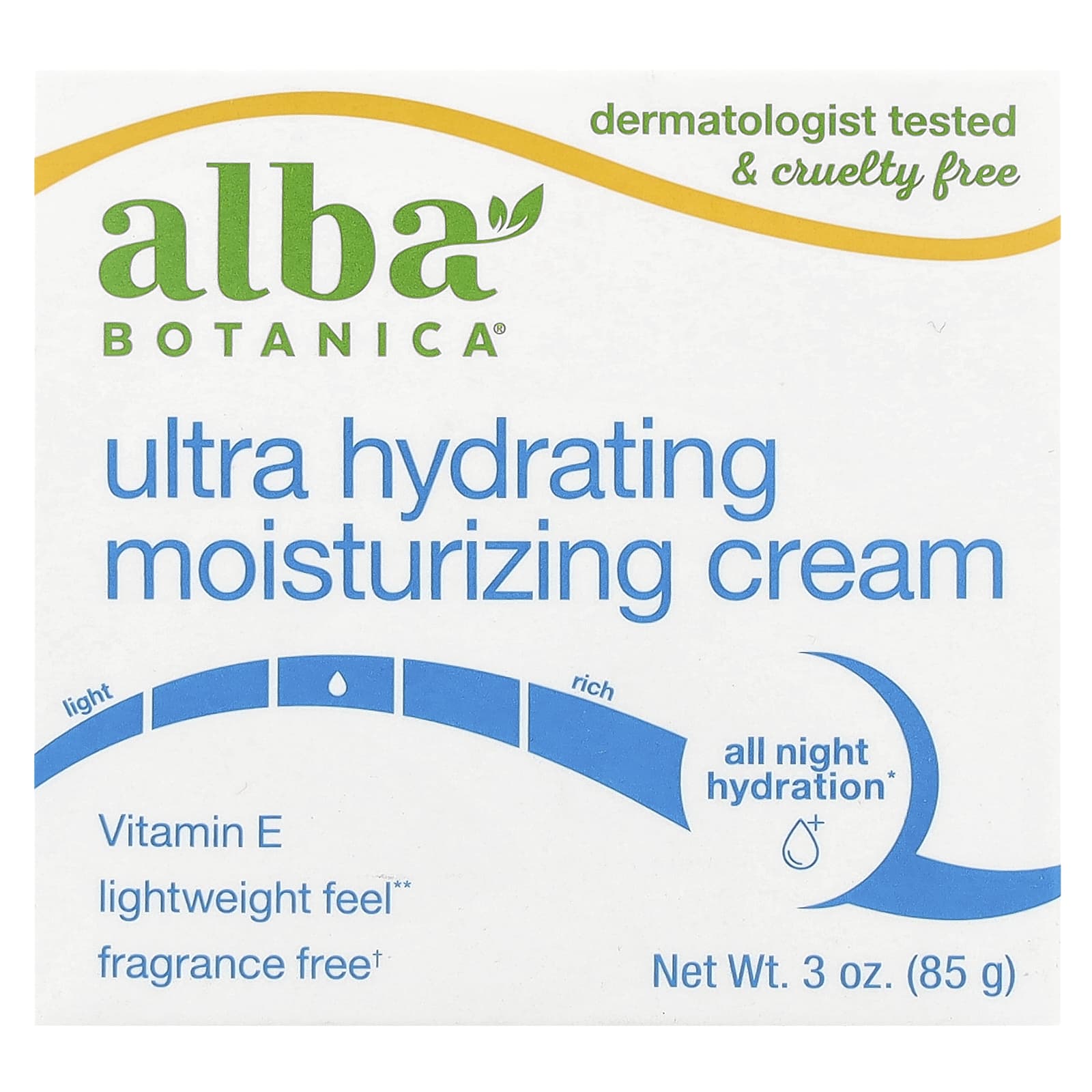 Alba Botanica, Ultra Hydrating Moisturizing Cream, Fragrance Free, 3 oz (85 g)