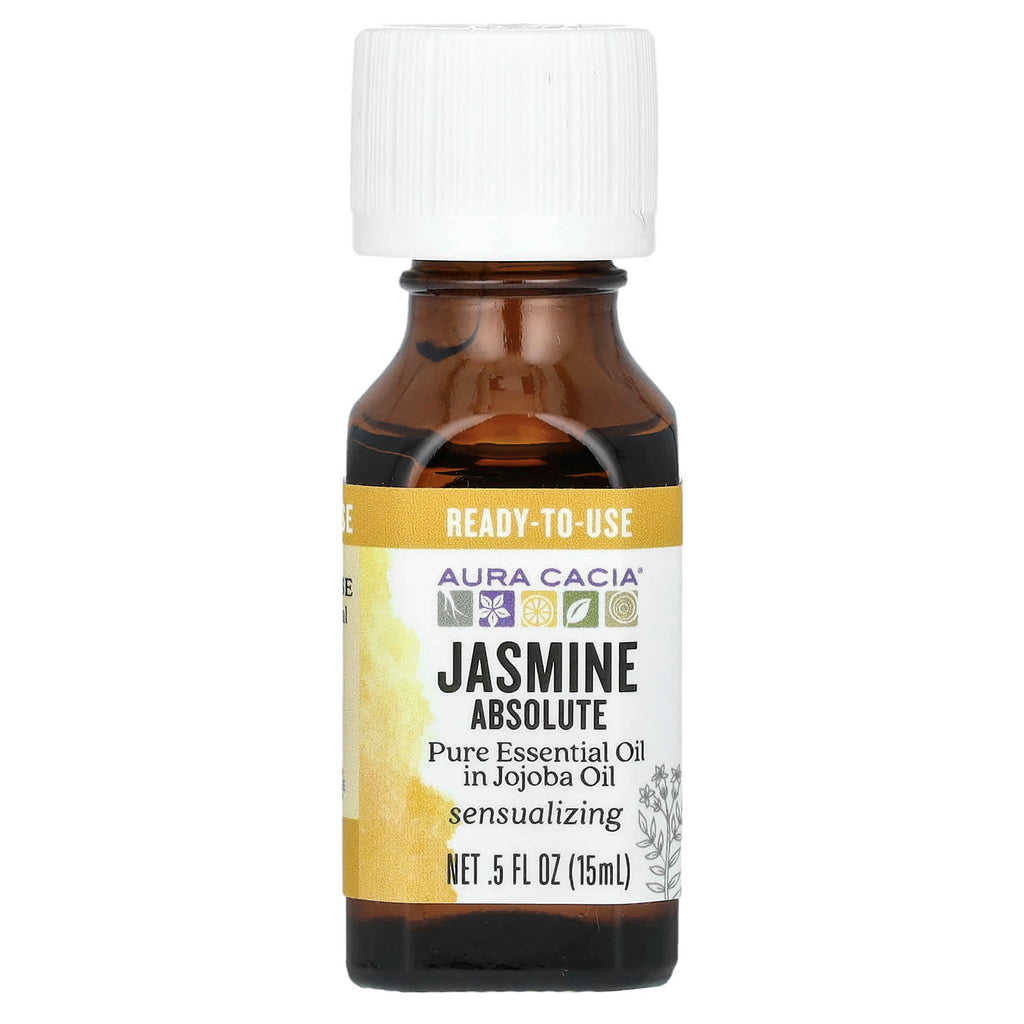 Aura Cacia, Pure Essential Oil In Jojoba Oil, Jasmine Absolute, 0.5 fl oz (15 ml)