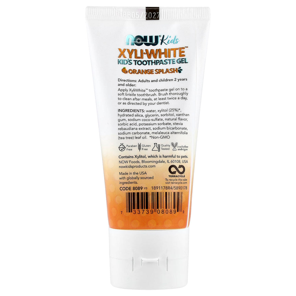 NOW Foods, Xyli-White™, Kids Toothpaste Gel, Orange Splash, 3 oz (85 g)