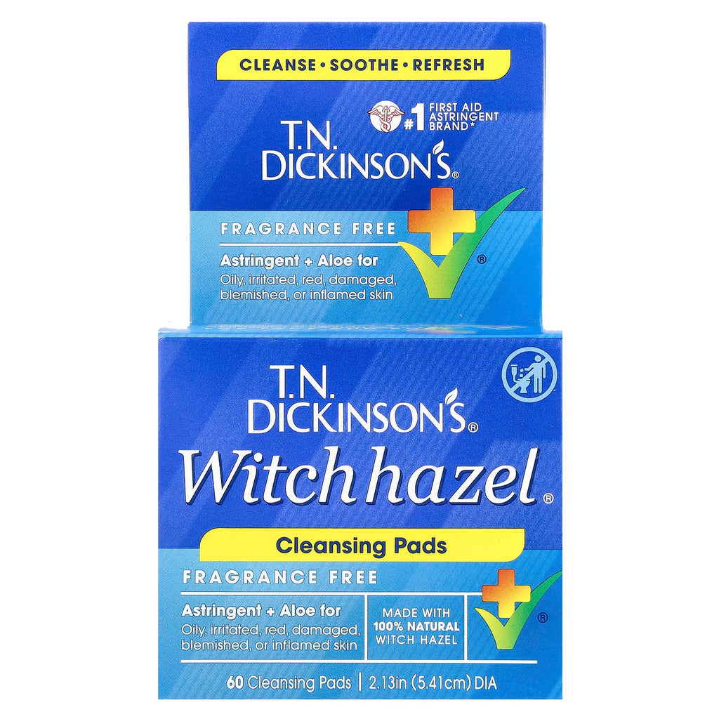 Dickinson Brands, T.N. Dickinson's® Witch Hazel® Cleansing Pads, Fragrance Free, 60 Cleansing Pads