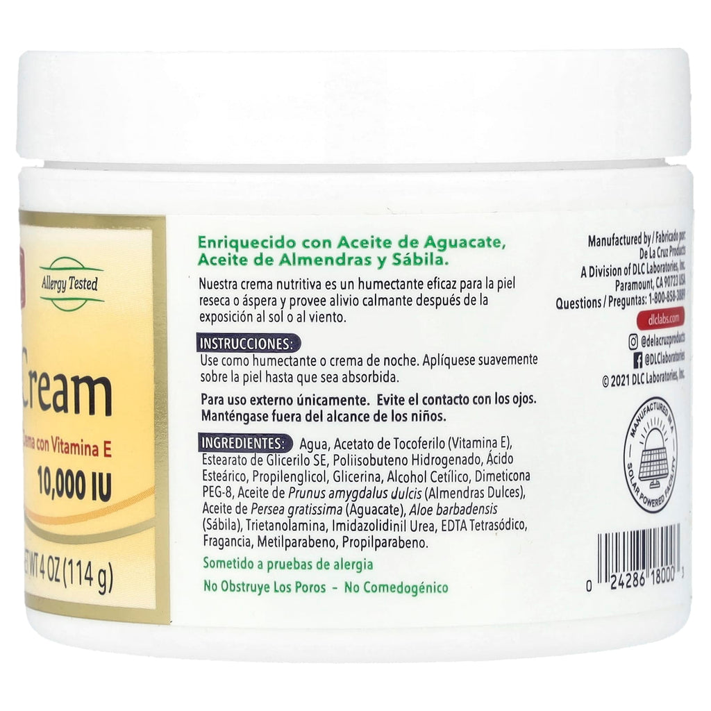 De La Cruz, Vitamin E Cream, 10,000 IU, 4 oz (114 g)