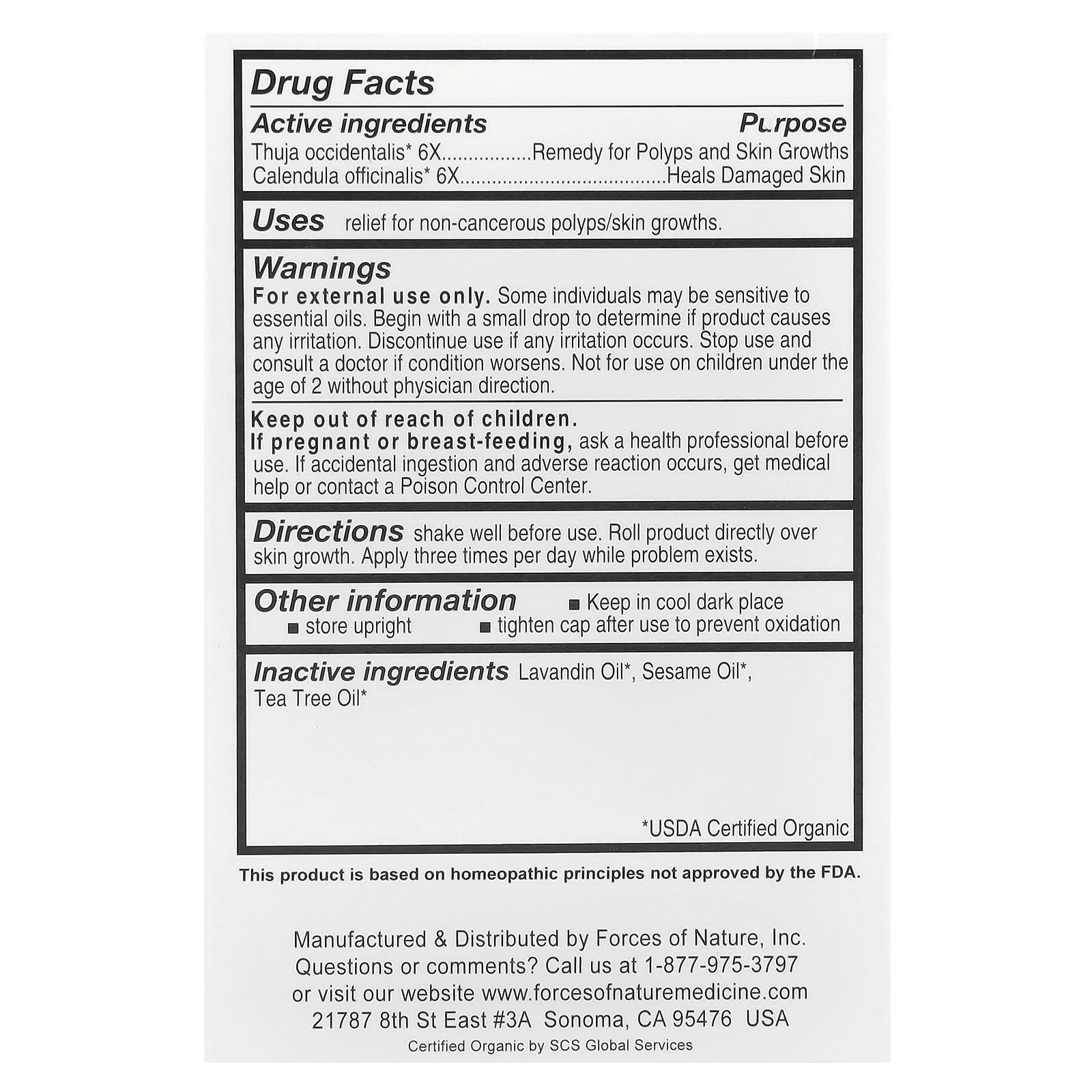 Forces of Nature, Skin Tag Roll-On, Organic Plant Medicine, 0.14 fl oz (4 ml)