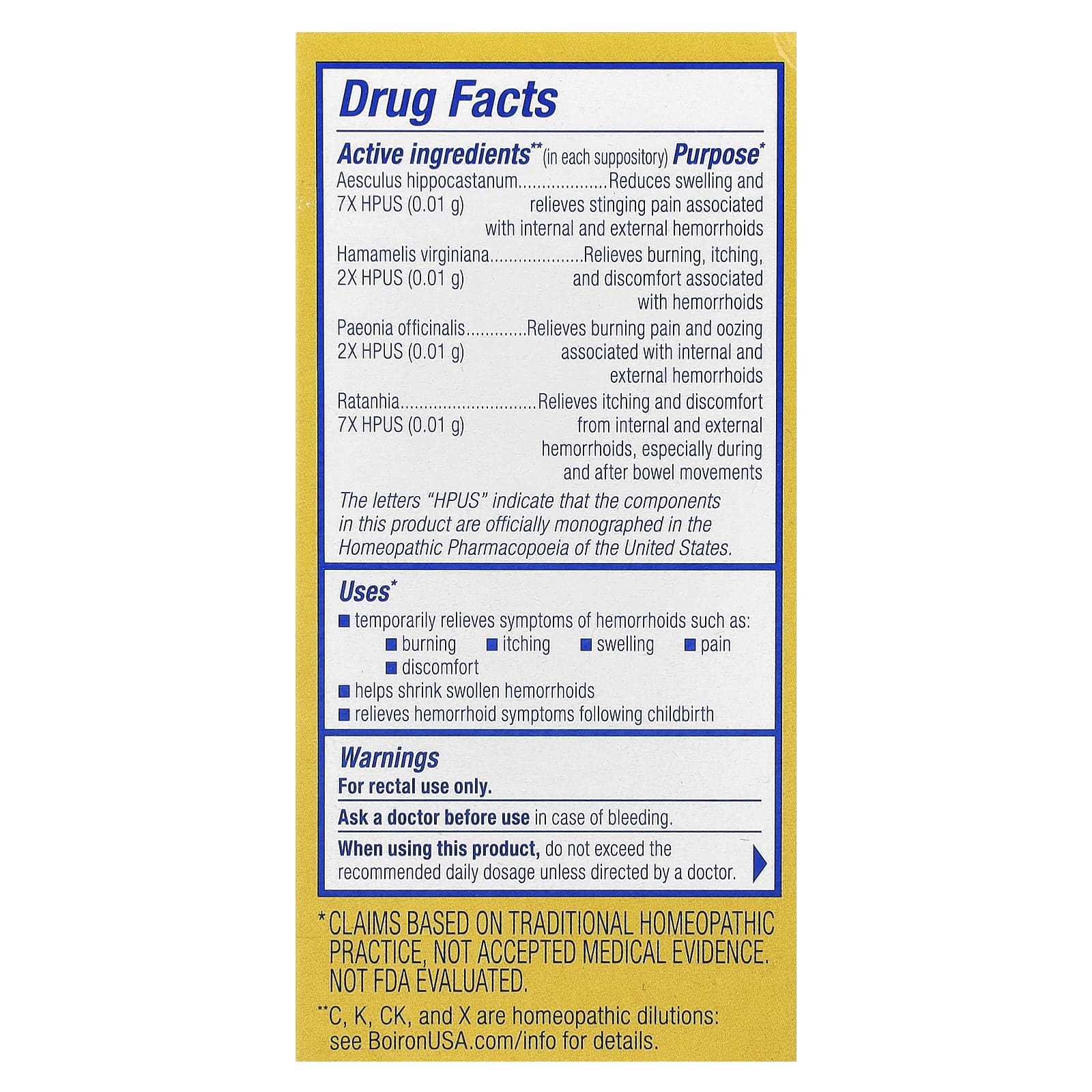 Boiron, HemCalm® Suppositories, Hemorrhoid Relief, 10 Suppositories