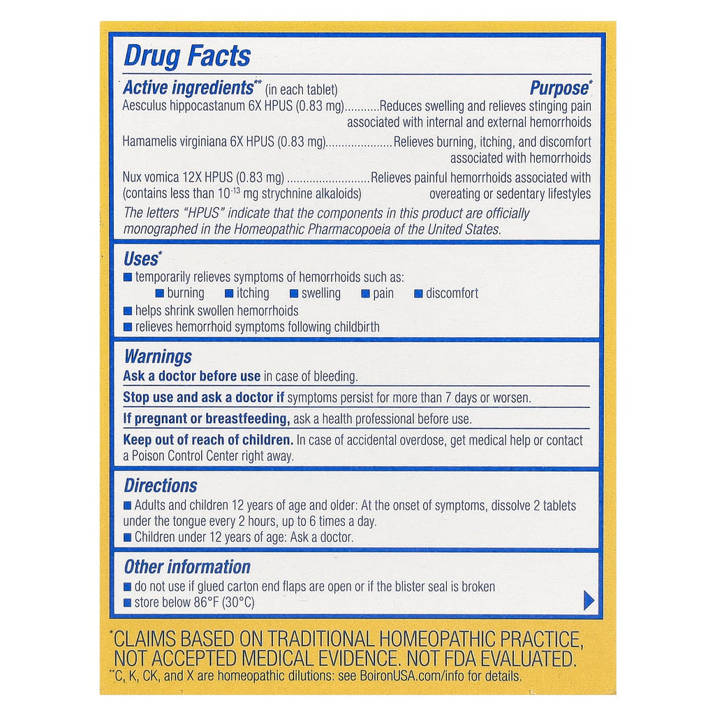 Boiron, HemCalm®, Unflavored, 60 Meltaway Tablets