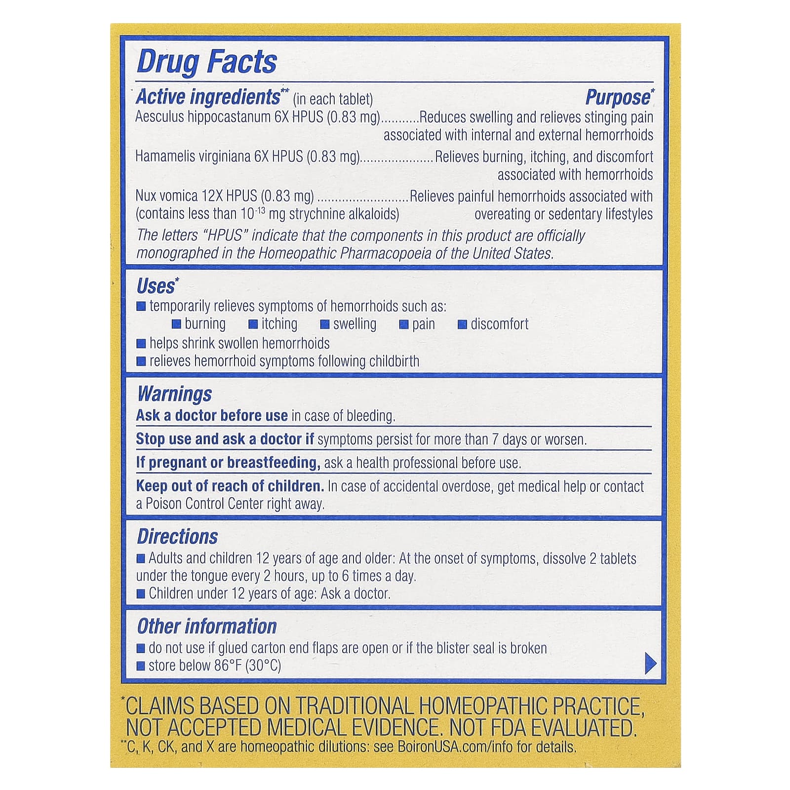 Boiron, HemCalm®, Unflavored, 60 Meltaway Tablets