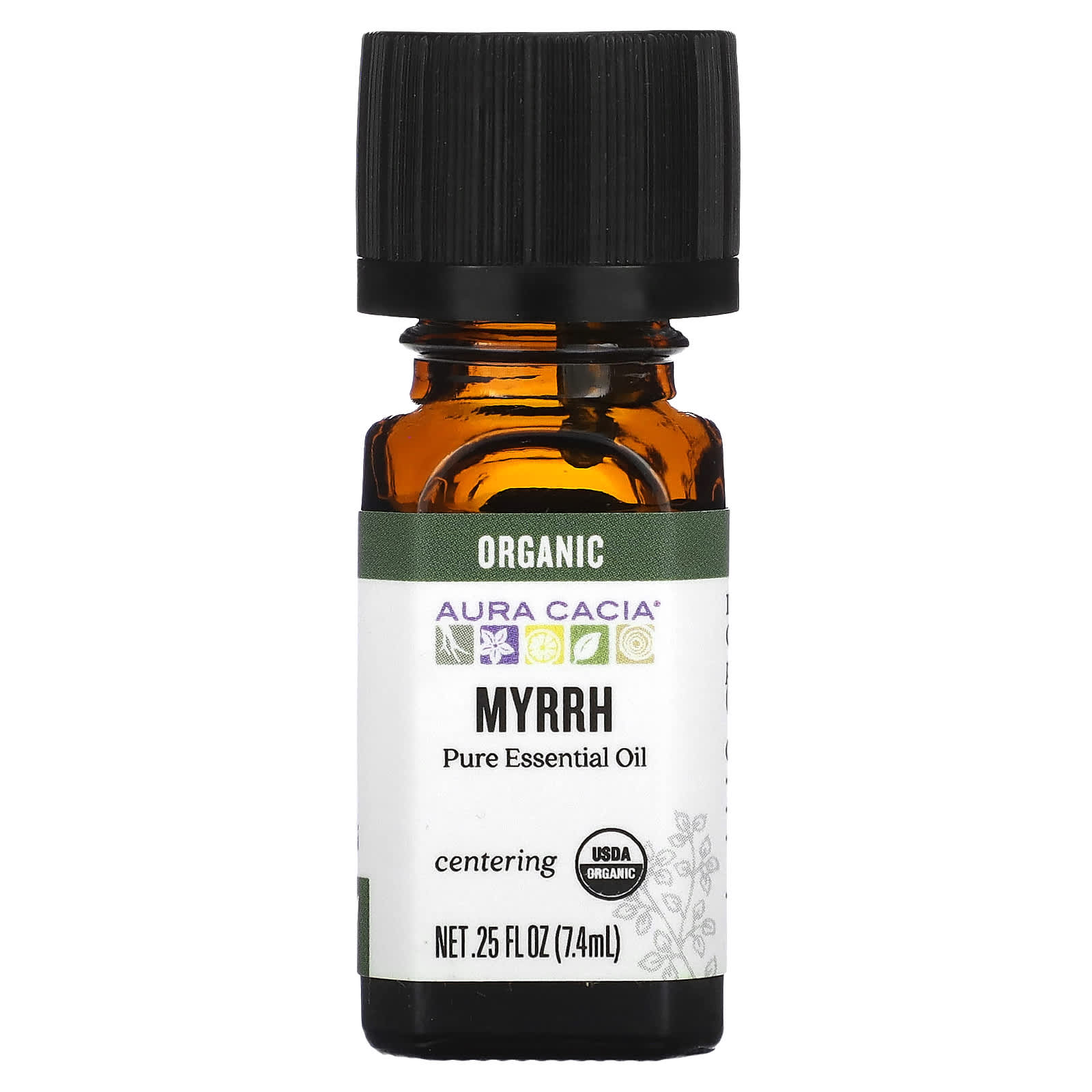 Aura Cacia, Pure Essential Oil, Organic Myrrh, 0.25 fl oz (7.4 ml)