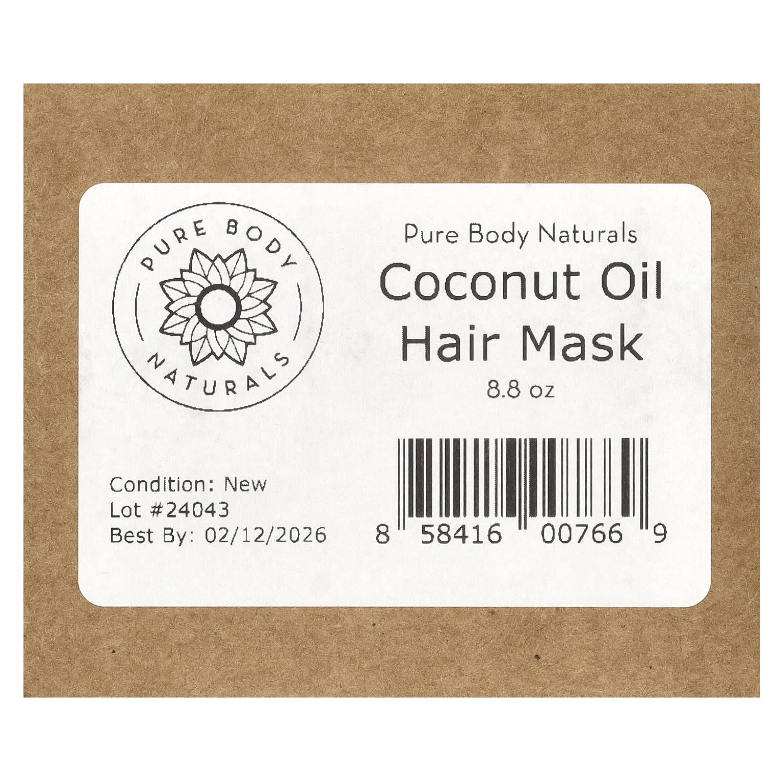 Pure Body Naturals, Coconut Oil Deep Repair Hair Mask, 8.8 fl oz (260 ml)