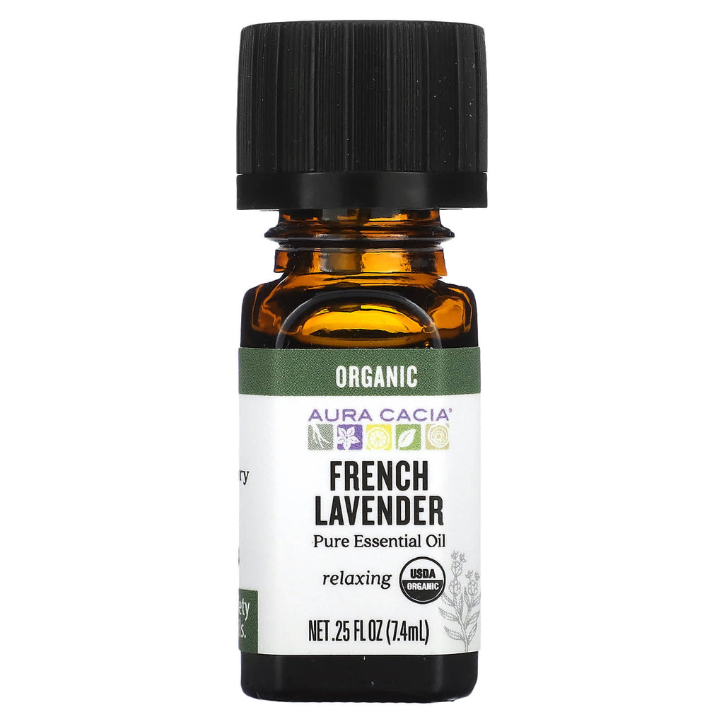 Aura Cacia, Pure Essential Oil, Organic French Lavender, 0.25 fl oz (7.4 ml)