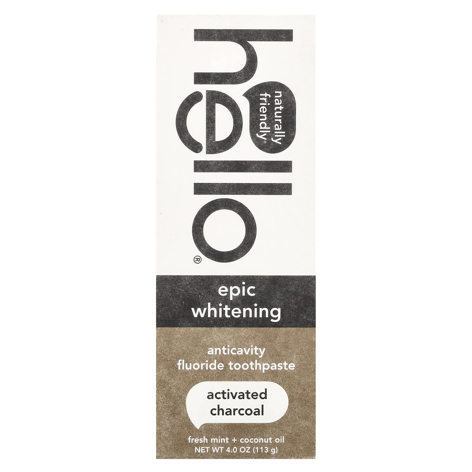 Hello, Epic Whitening, Anticavity Fluoride Toothpaste, Activated Charcoal, Fresh Mint + Coconut Oil, 4 oz (113 g)