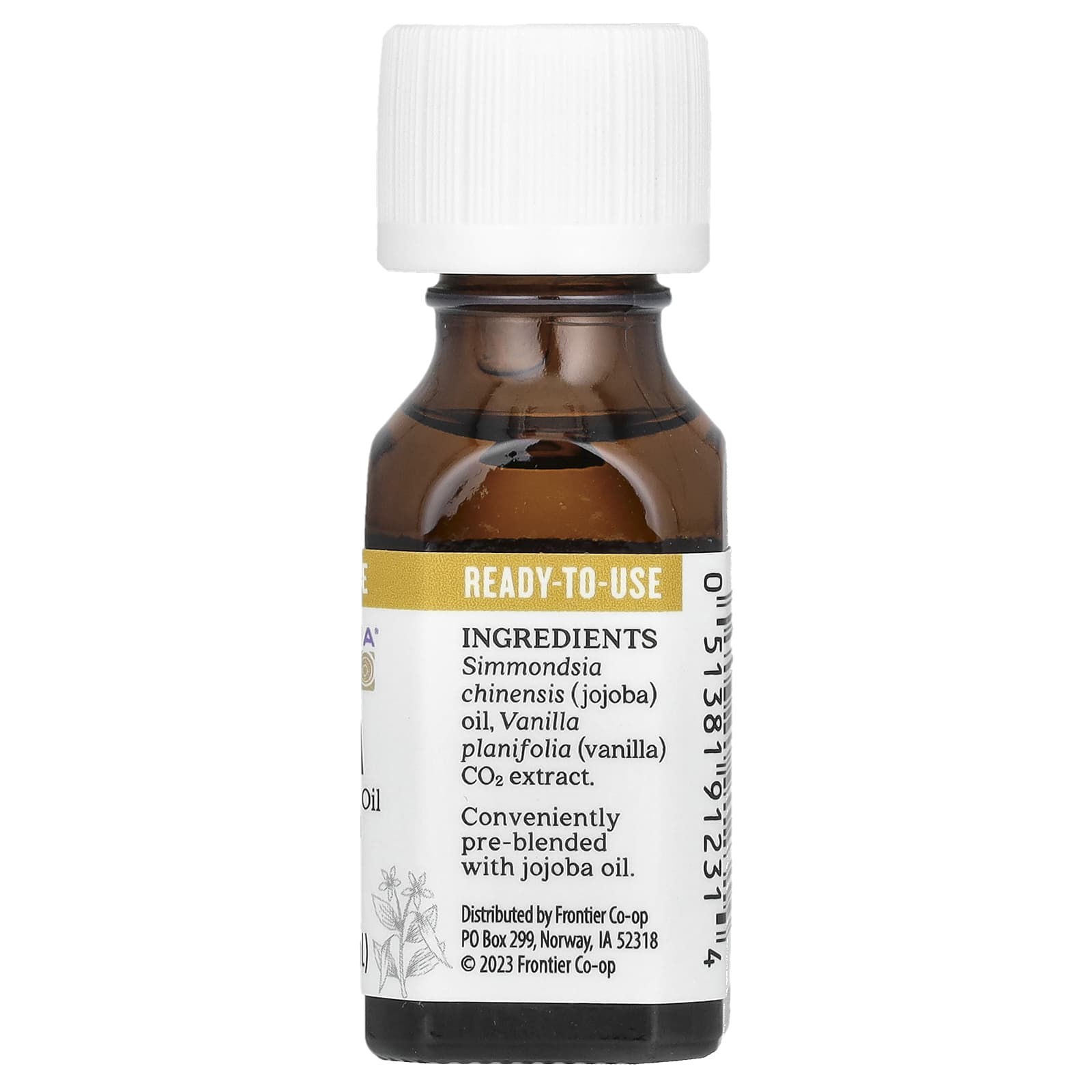 Aura Cacia, Pure Essential Oil In Jojoba Oil, Vanilla, 0.5 fl oz (15 ml)