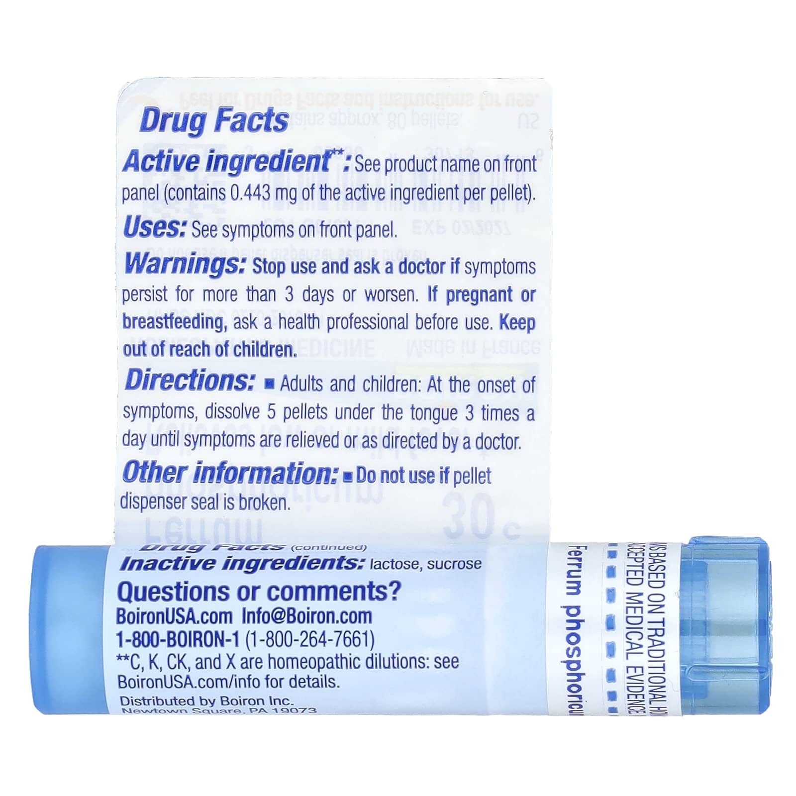 Boiron, Ferrum Phosphoricum, 30C, Mild Fever Relief, Approx 80 Pellets