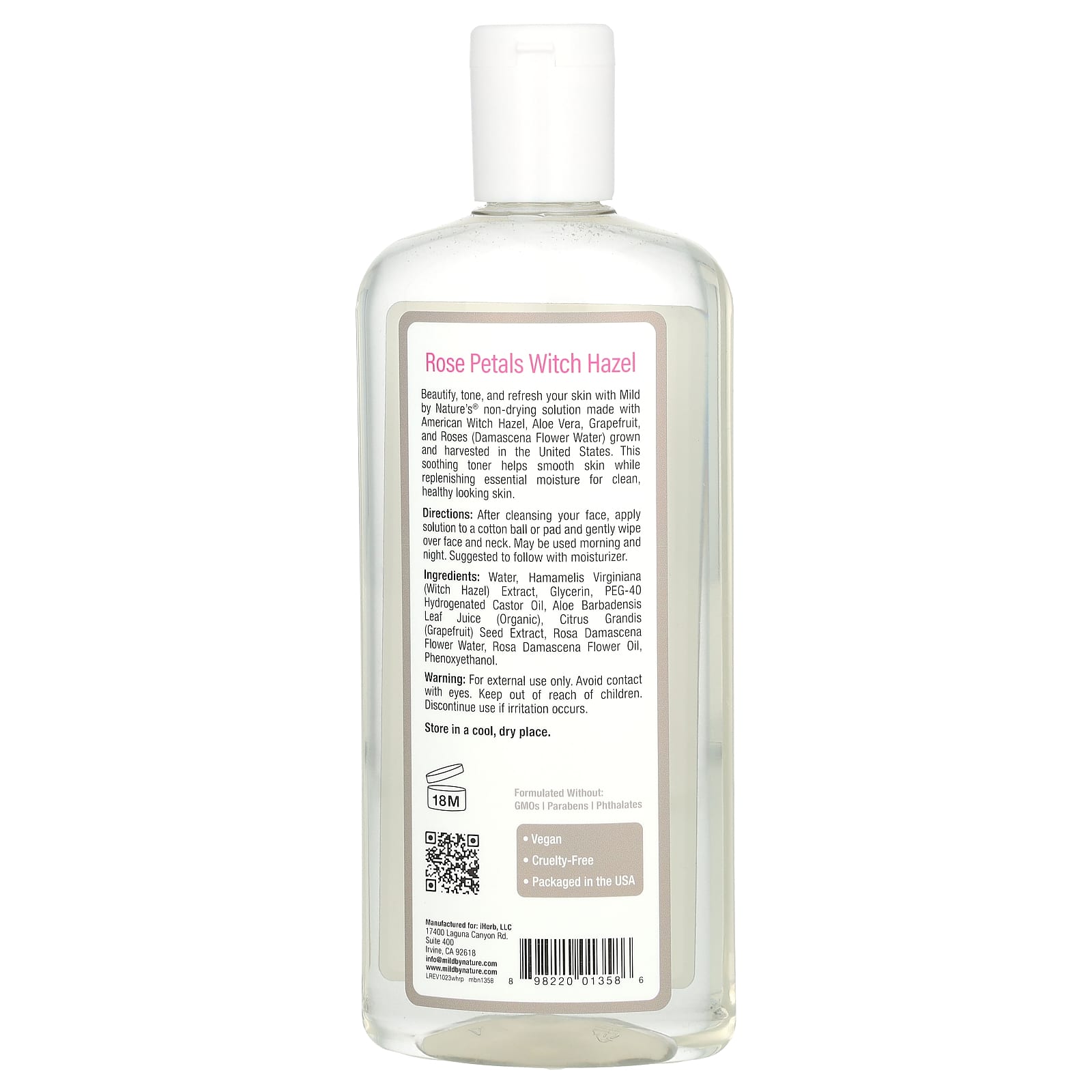 Mild By Nature, Witch Hazel, Alcohol-Free, Rose Petals, 12 fl oz (355 ml)