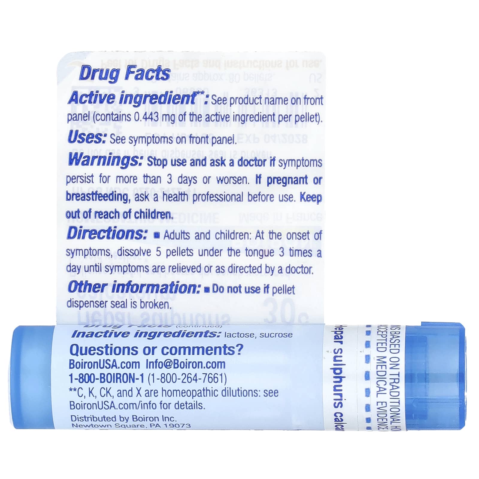 Boiron, Hepar Sulphuris Calcareum, 30C, Dry Cough Relief, Approx. 80 Pellets