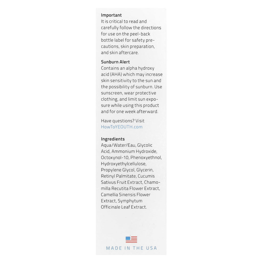 YEOUTH, Glycolic Acid 30% Peel, 1 fl oz (30 ml)