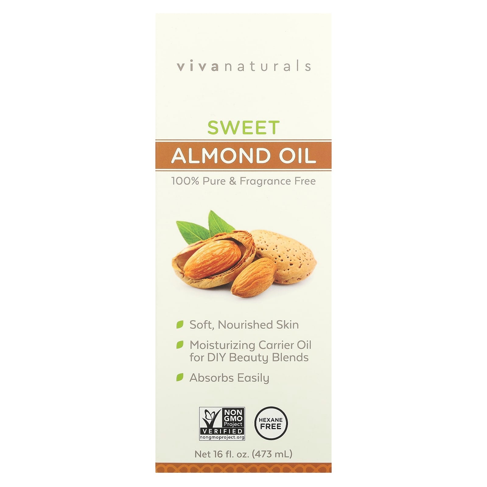 Viva Naturals, Sweet Almond Oil, 16 fl oz (473 ml)