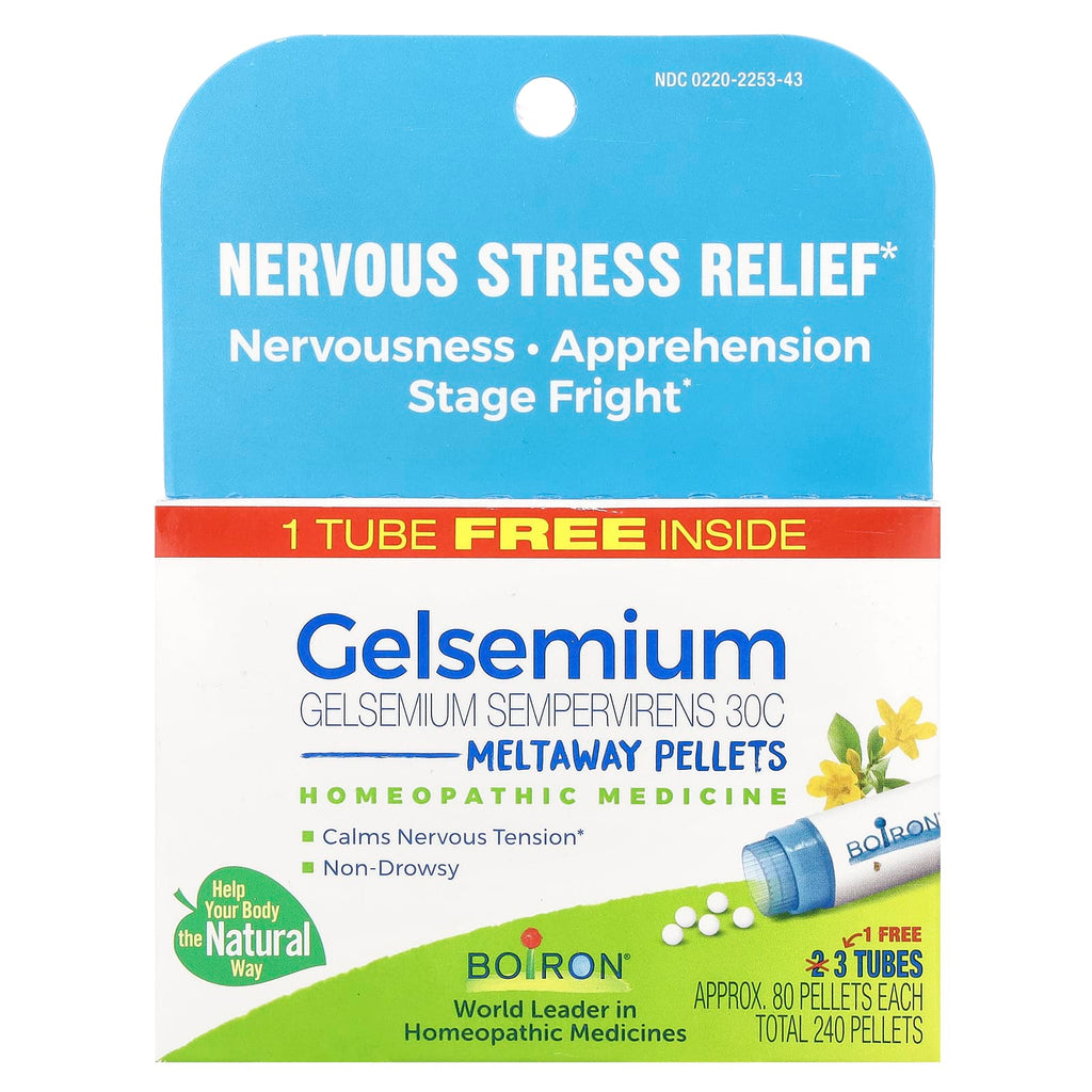 Boiron, Gelsemium, Meltaway Pellets, 30C, 3 Tubes, Approx. 80 Pellets Each