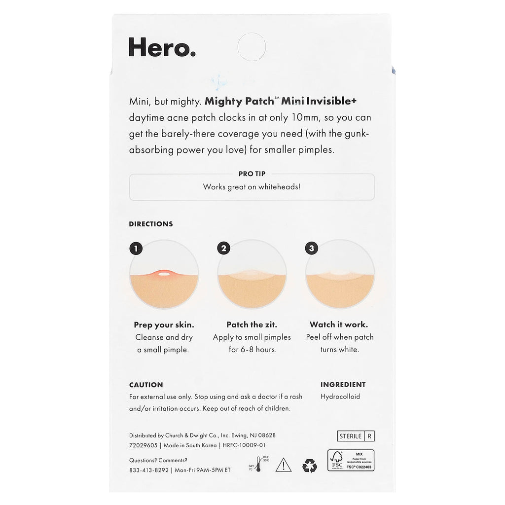 Hero Cosmetics, Mighty Patch™, Mini Invisible+, 30 Hydrocolloid Mini Patches