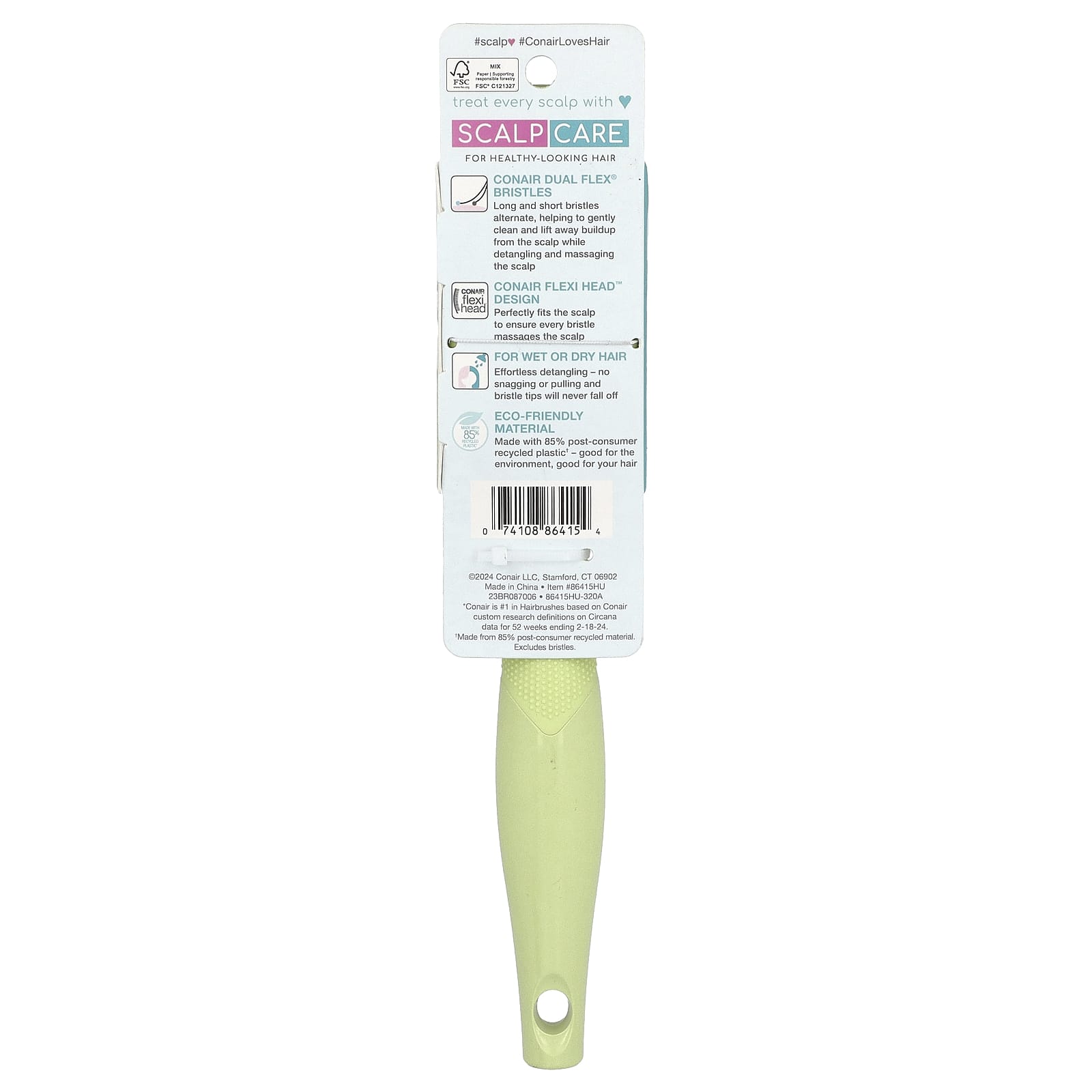 Conair, Scalp Care Hairbrush, All Hair Types, 1 Brush
