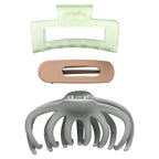 Kitsch, Recycled Plastic Assorted Claw Clip Set , Octopus Claw Clip, 3 Piece Set