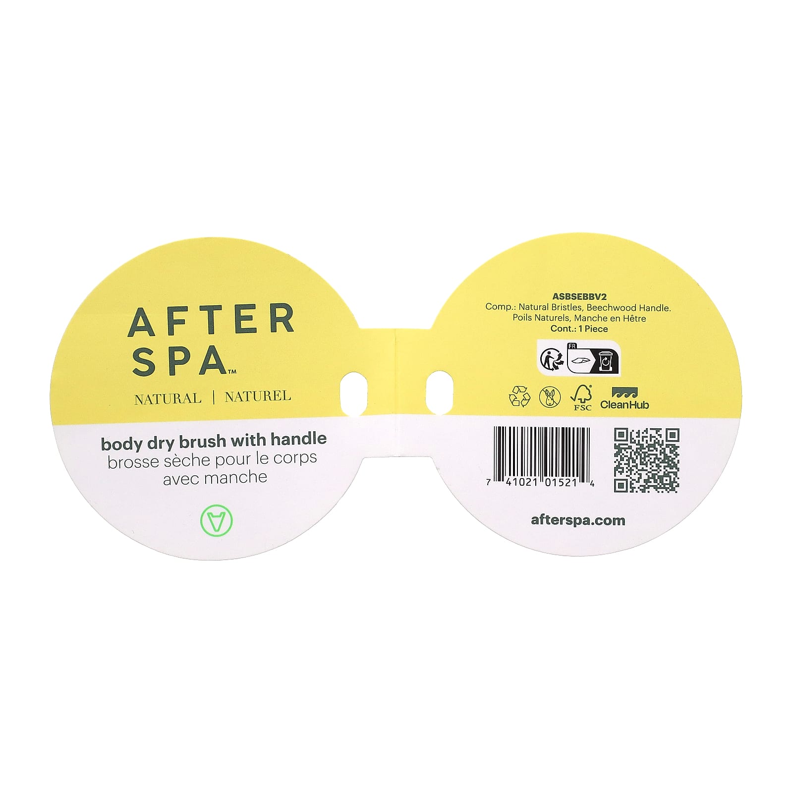 AfterSpa, Body Dry Brush With Handle, 1 Brush