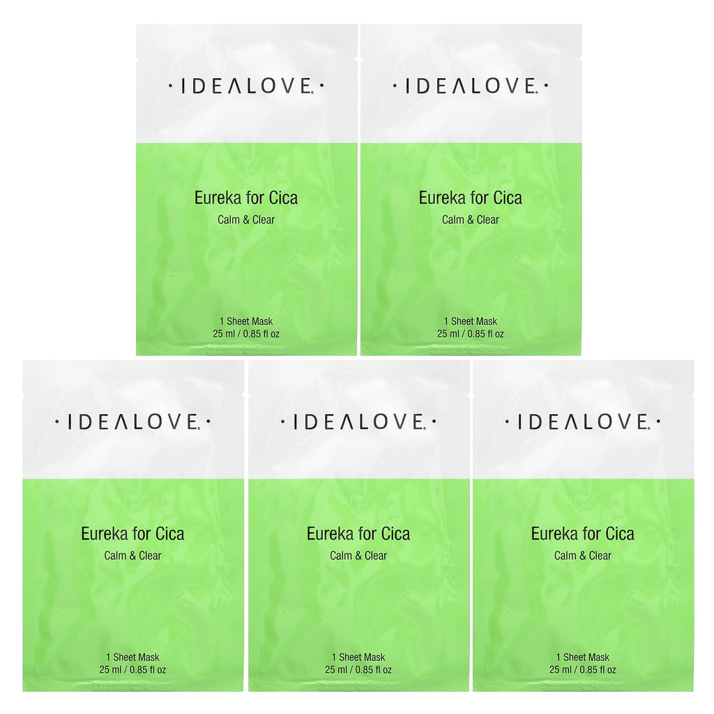 Idealove, Eureka for Cica, Calm & Clear, 5 Beauty Sheet Masks, 0.85 fl oz (25 ml) Each