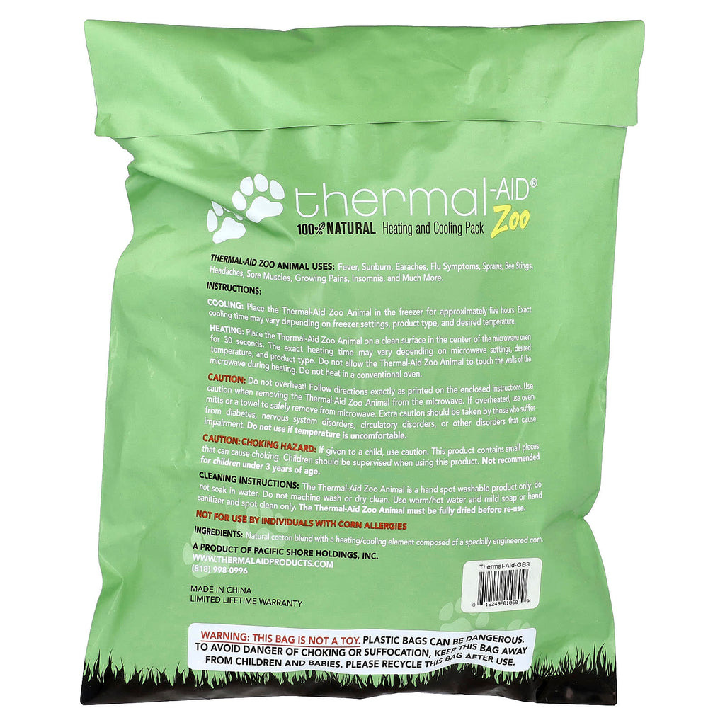 Thermal Aid, Heating and Cooling Pack, Zoo, Green Bear, Hunter, 1 Count