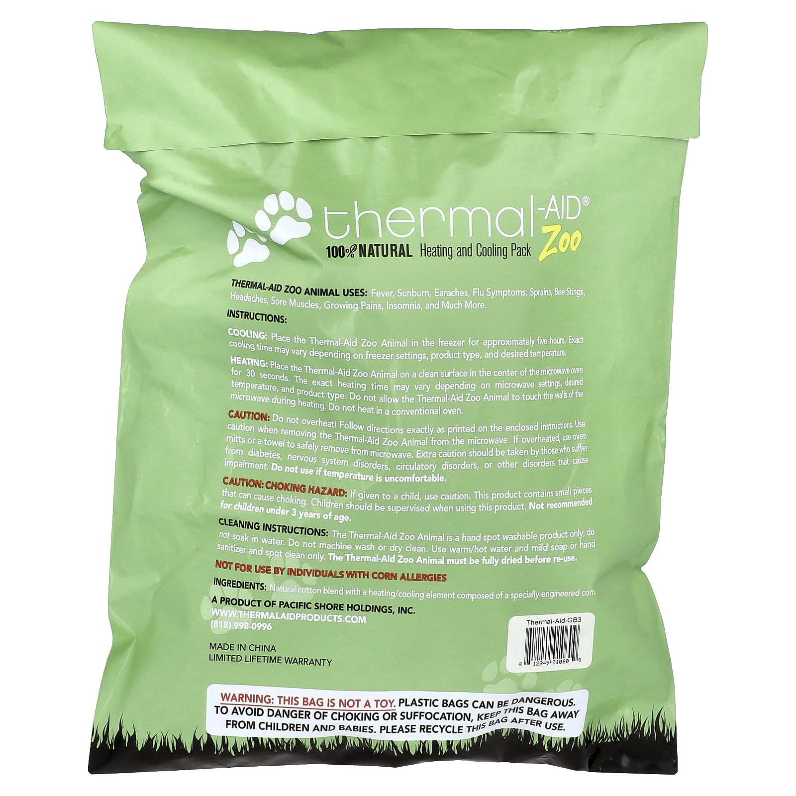 Thermal Aid, Heating and Cooling Pack, Zoo, Green Bear, Hunter, 1 Count