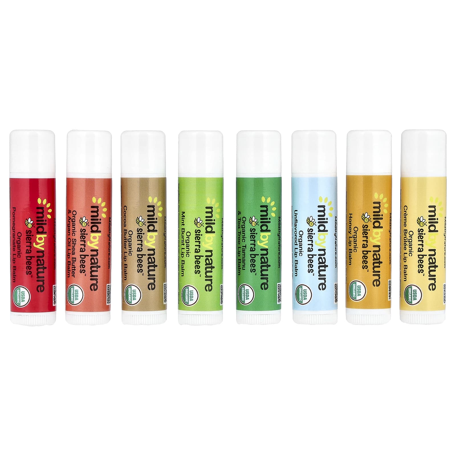 Mild By Nature, Sierra Bees™, Organic Lip Balms Combo Pack, 8 Pack, 0.15 oz (4.25 g) Each