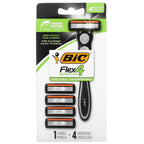 BIC, Flex 4 Sensitive, 1 Handle, 4 Cartridges