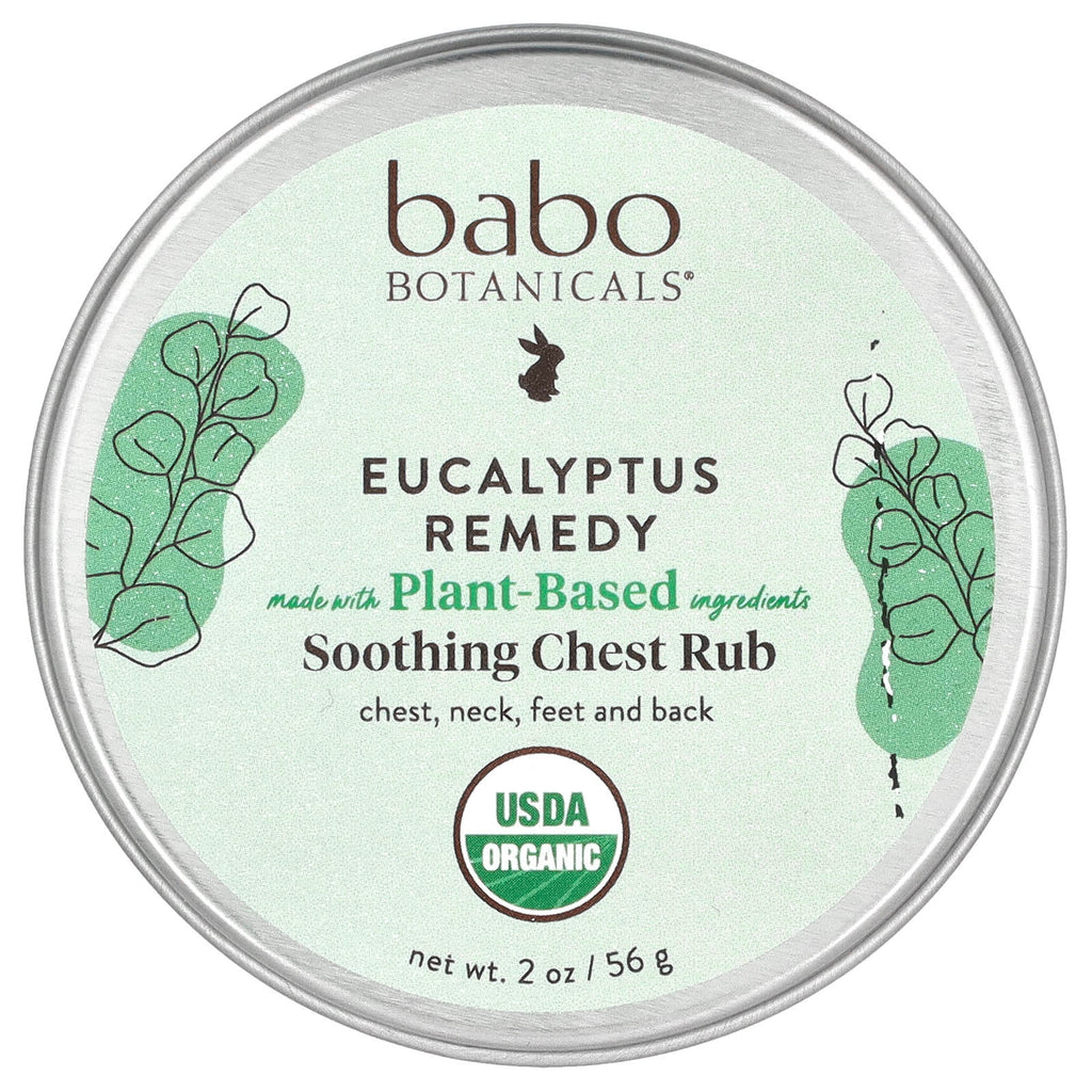Babo Botanicals, Eucalyptus Remedy, Smoothing Chest Rub, 2 oz (56 g)
