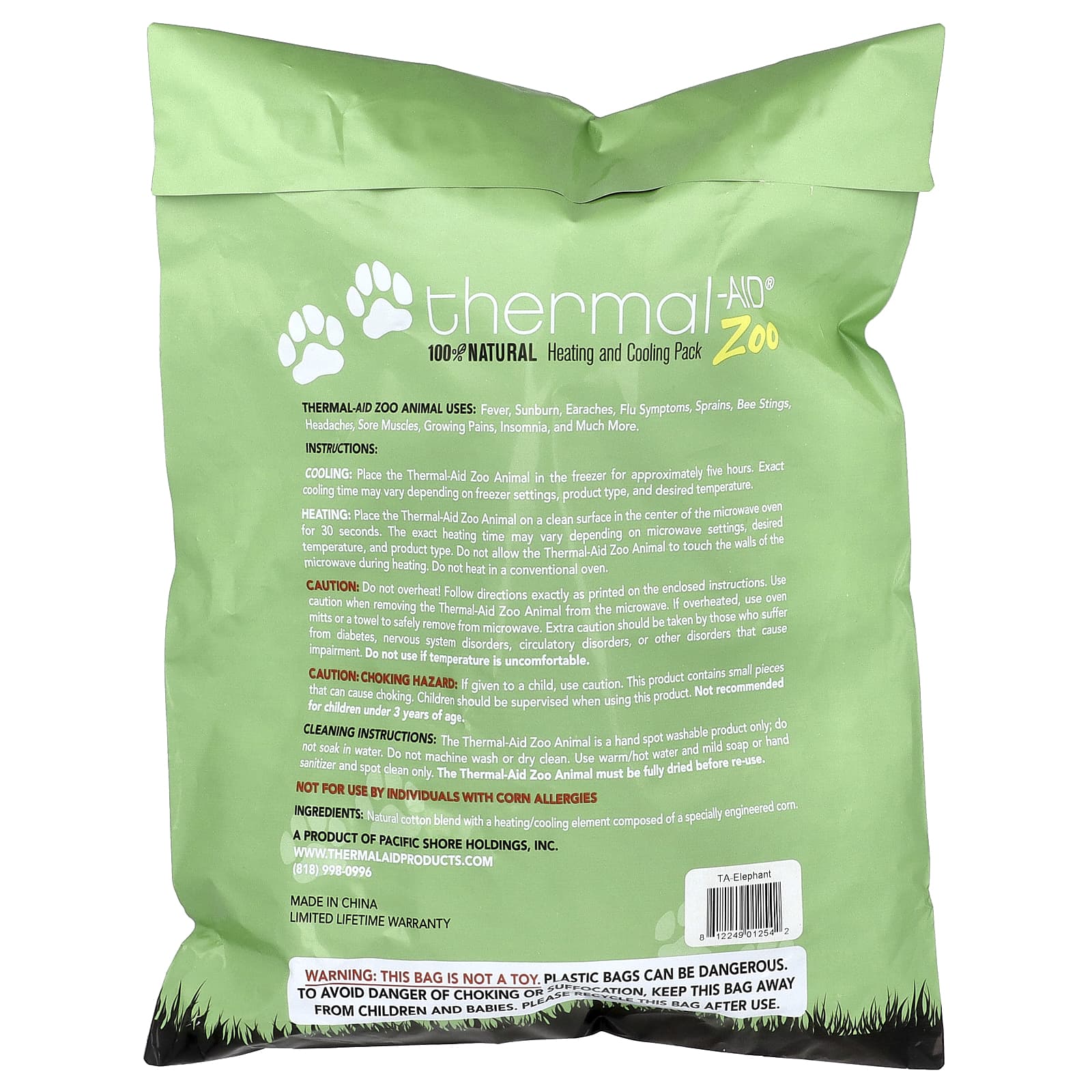 Thermal Aid, Heating and Cooling Pack, Zoo Elephant, Tiny, 1 Count