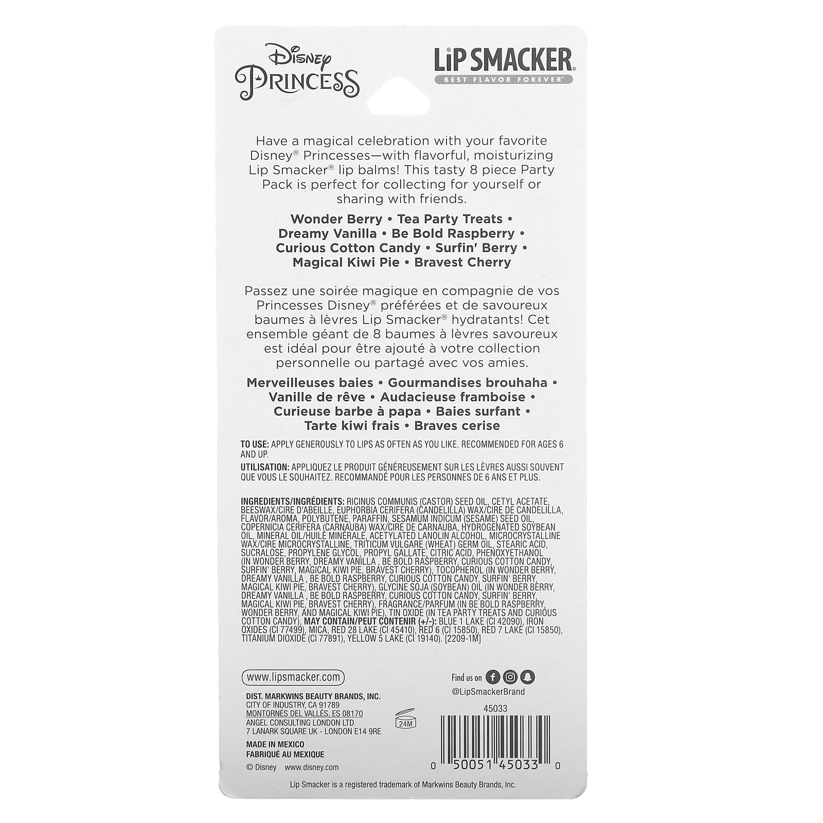 Lip Smacker, Disney Princes, Lip Balm, Party Pack, 8 Pack, 0.14 oz (4 g) Each