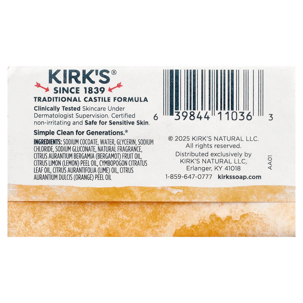 Kirk's, Castile Bar Soap, Citrus Twist, 1.13 oz (32 g)