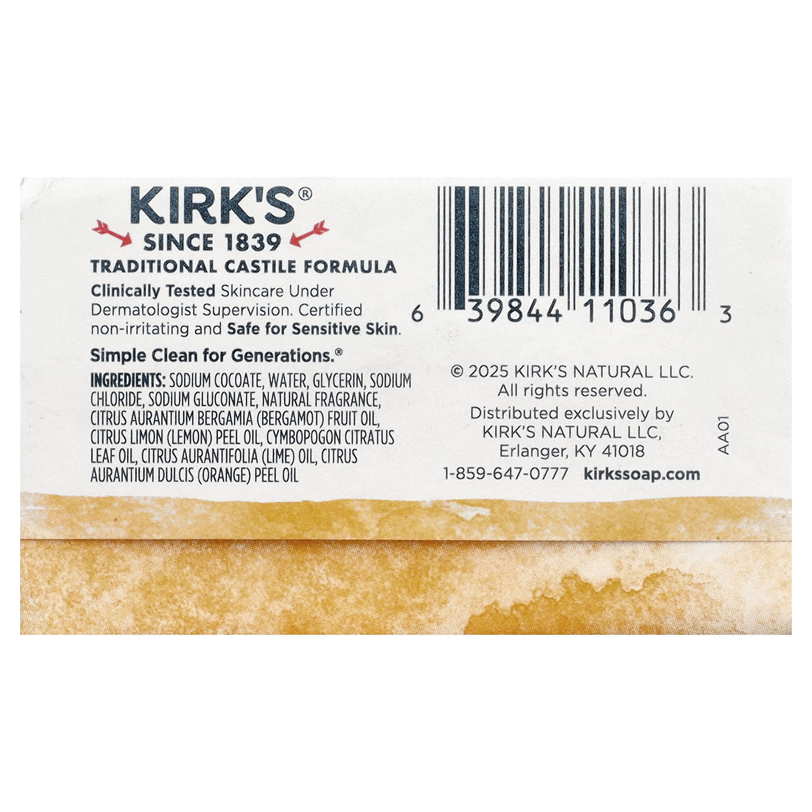 Kirk's, Castile Bar Soap, Citrus Twist, 1.13 oz (32 g)