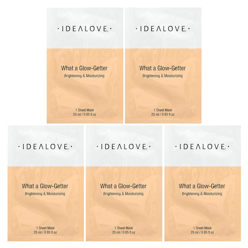 Idealove, What a Glow-Getter, Brightening & Moisturizing, 5 Beauty Sheet Masks, 0.85 fl oz (25 ml) Each
