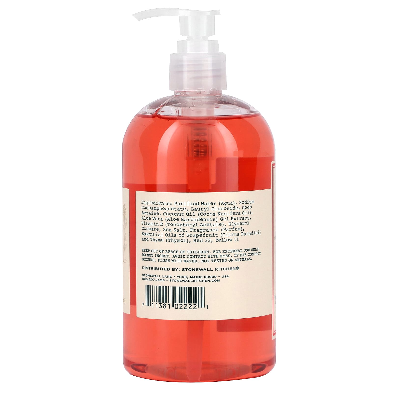 Stonewall Kitchen, Hand Soap, Grapefruit Thyme, 16.9 fl oz (500 ml)