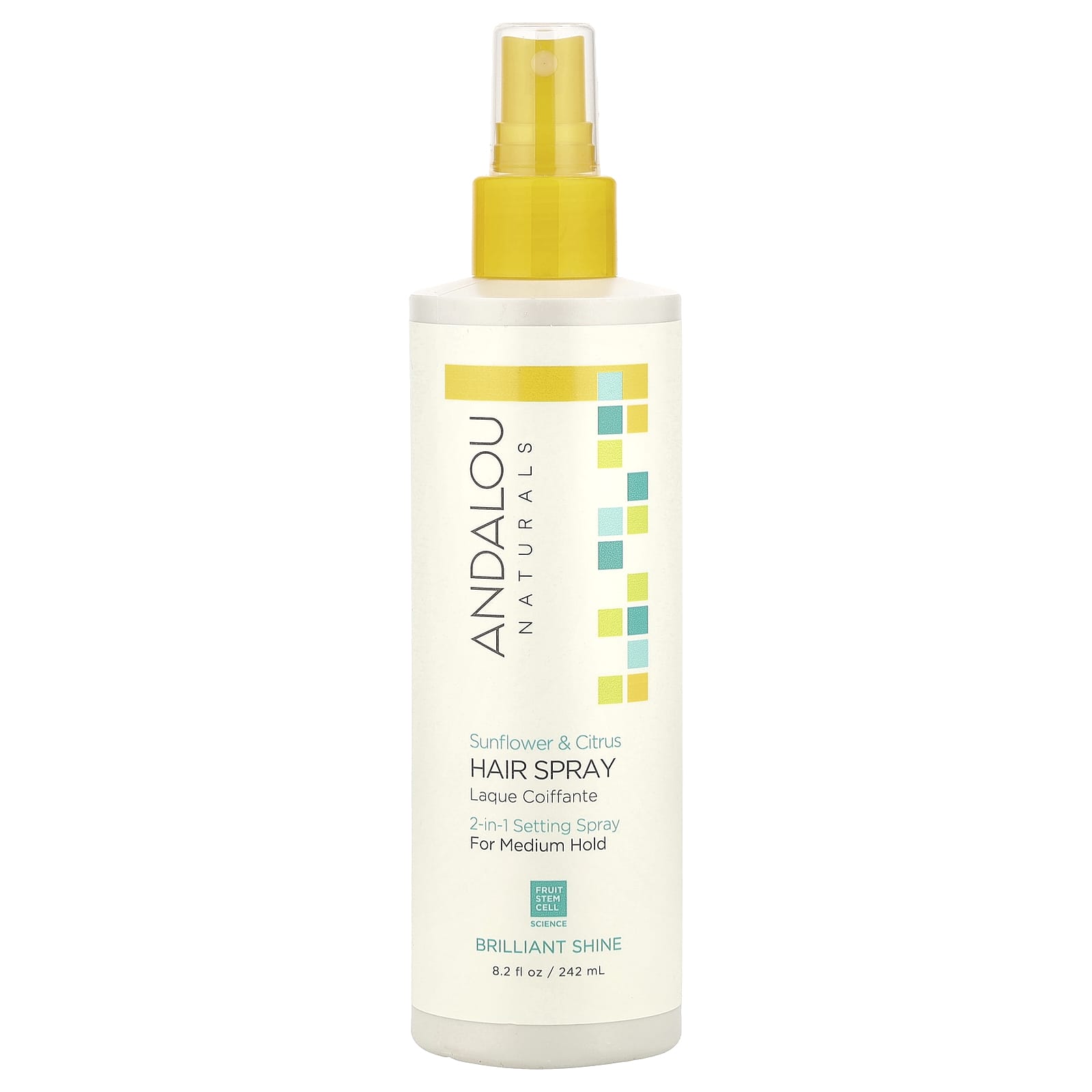 Andalou Naturals, Hair Spray, Brilliant Shine, For Medium Hold, Sunflower & Citrus , 8.2 fl oz (242 ml)