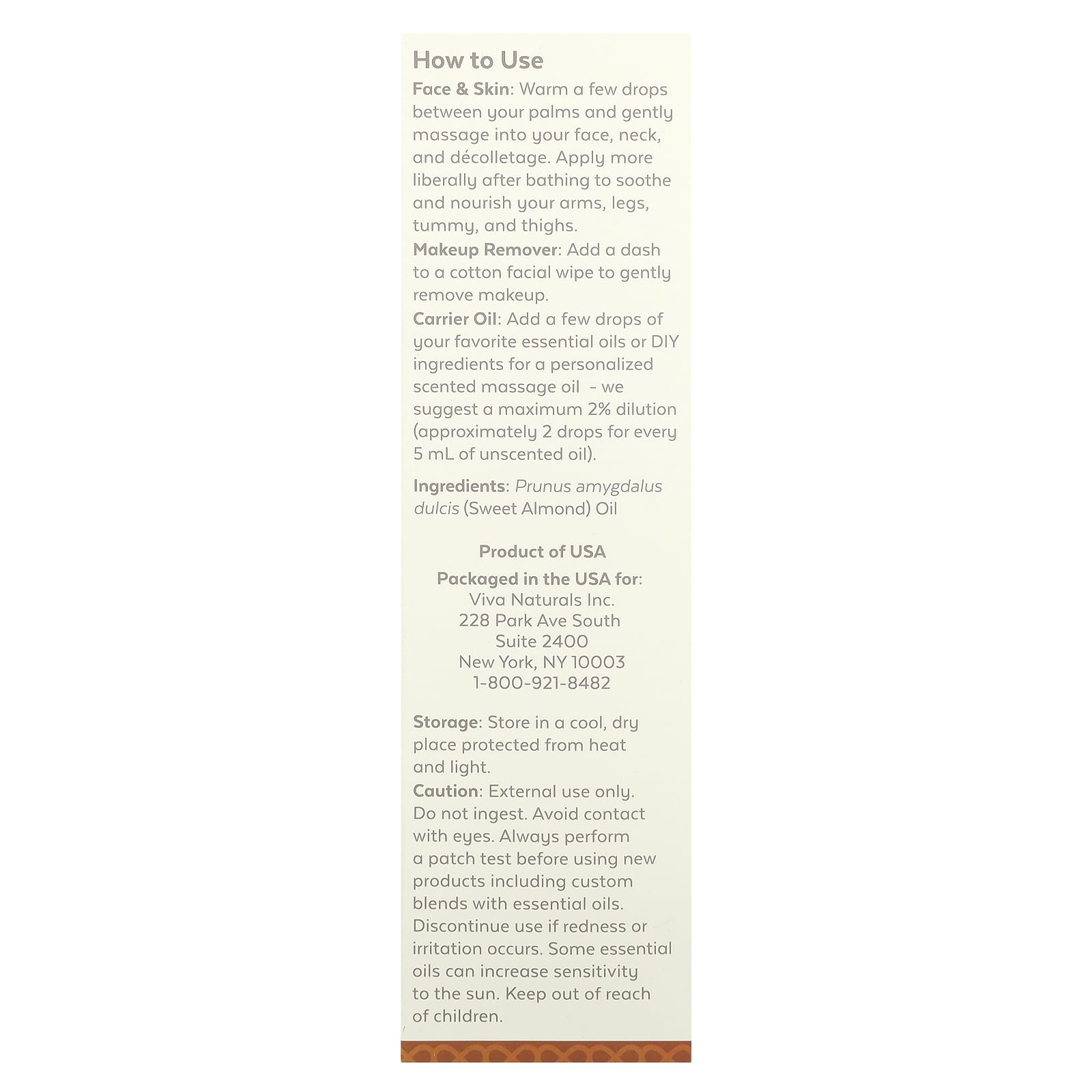 Viva Naturals, Sweet Almond Oil, 16 fl oz (473 ml)