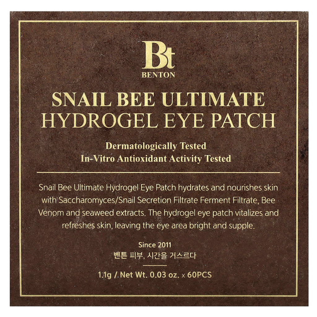 Benton, Snail Bee Ultimate Hydrogel Eye Patch, 60 Pieces