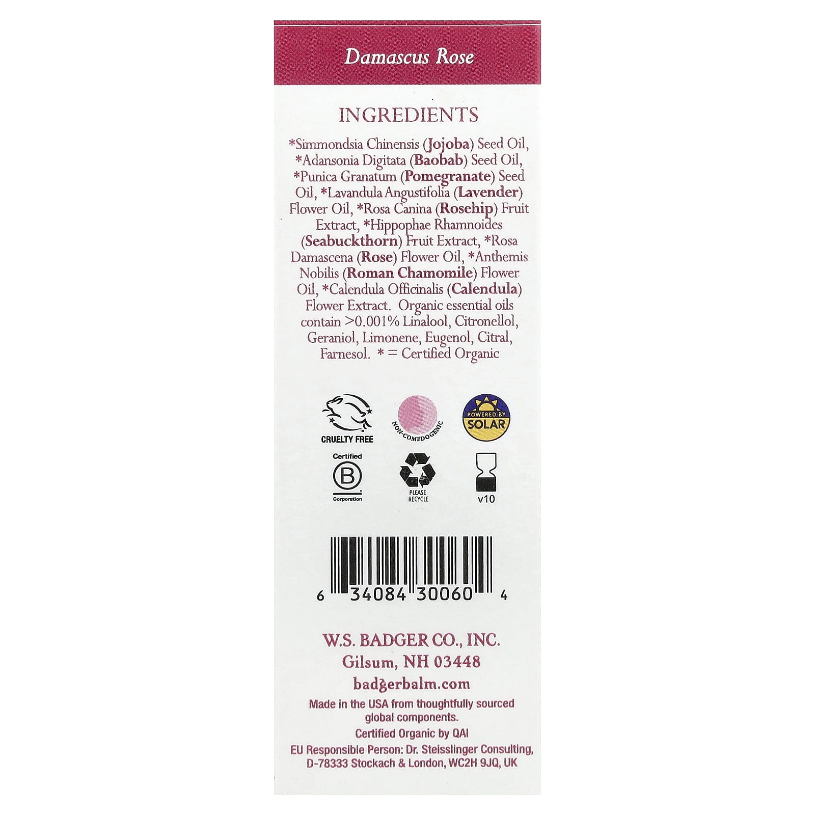 Badger, Damascus Rose Face Oil, For Dry/Delicate Skin, 1 fl oz (29.5 ml)