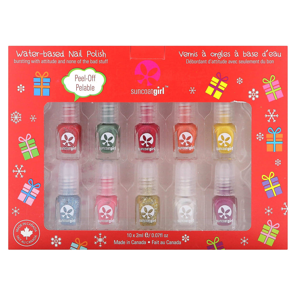 SuncoatGirl, Water-Based Nail Polish, Merry Mini Mani Kit, 12 Piece Kit