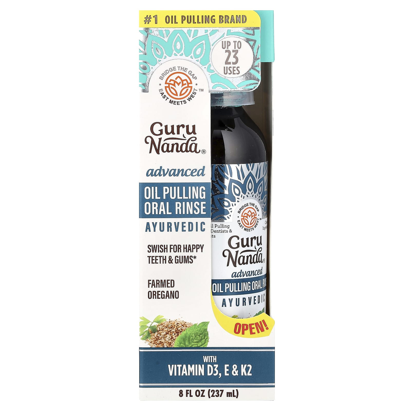 GuruNanda, Advanced Oil Pulling Oral Rinse, Ayurvedic, 3 Count