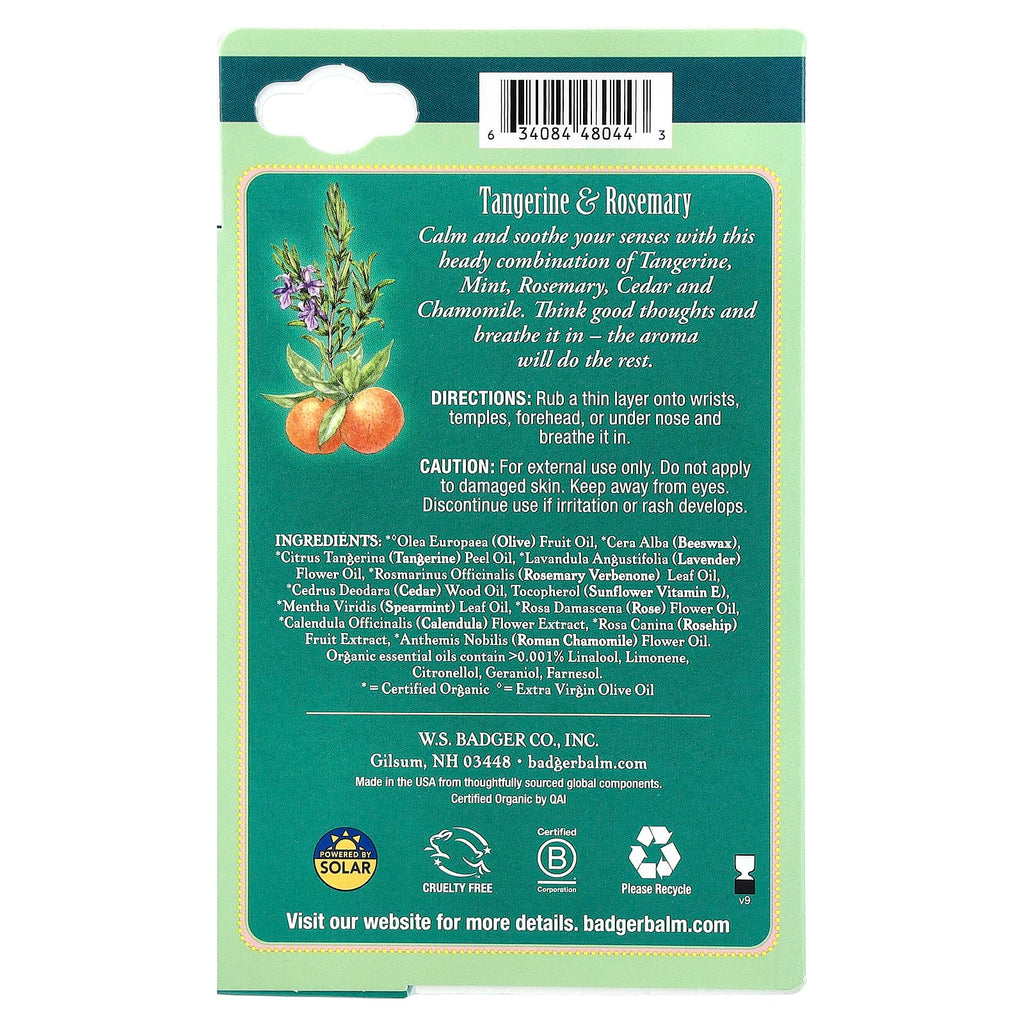 Badger, Aromatherapy, Stress Soother, Tangerine & Rosemary, 0.60 oz (17 g)
