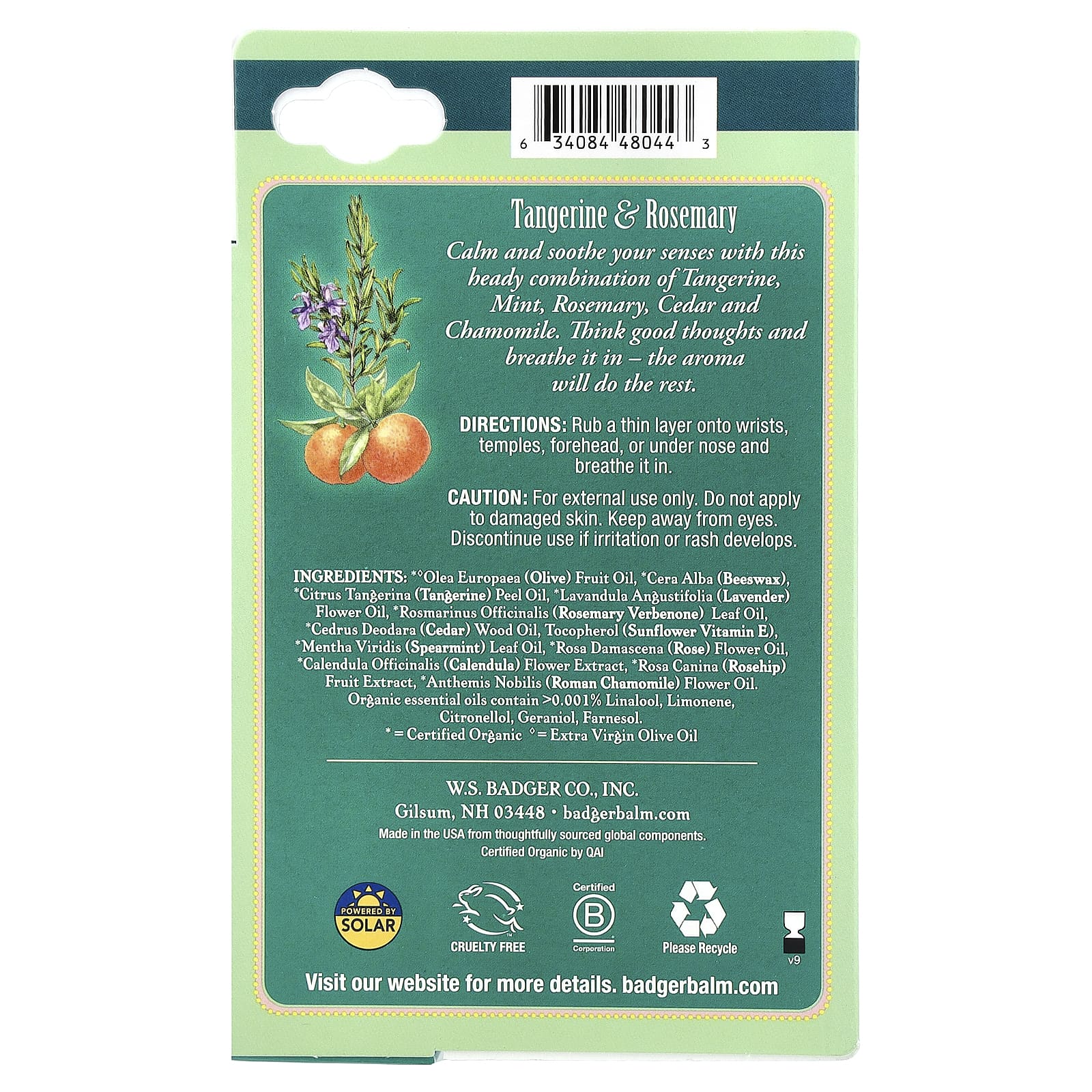 Badger, Aromatherapy, Stress Soother, Tangerine & Rosemary, 0.60 oz (17 g)